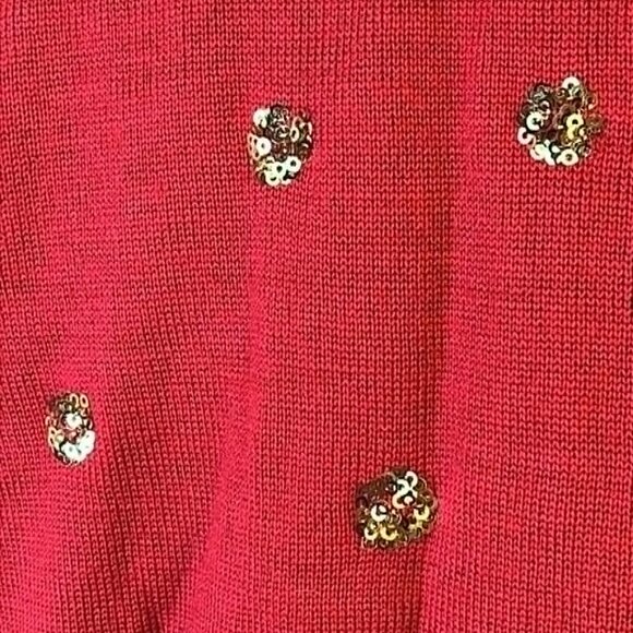 Tipsy Elves Holiday Red and White Sweater SZ Sm with Gold Accent Ugly Sweater - Picture 6 of 10